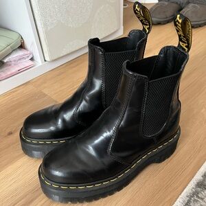 Black Leather Dr Marten Chelsa Platform Boots